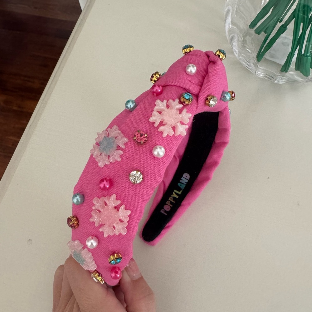 Poppyland Pink Snowflake Embellished Headband for Kids